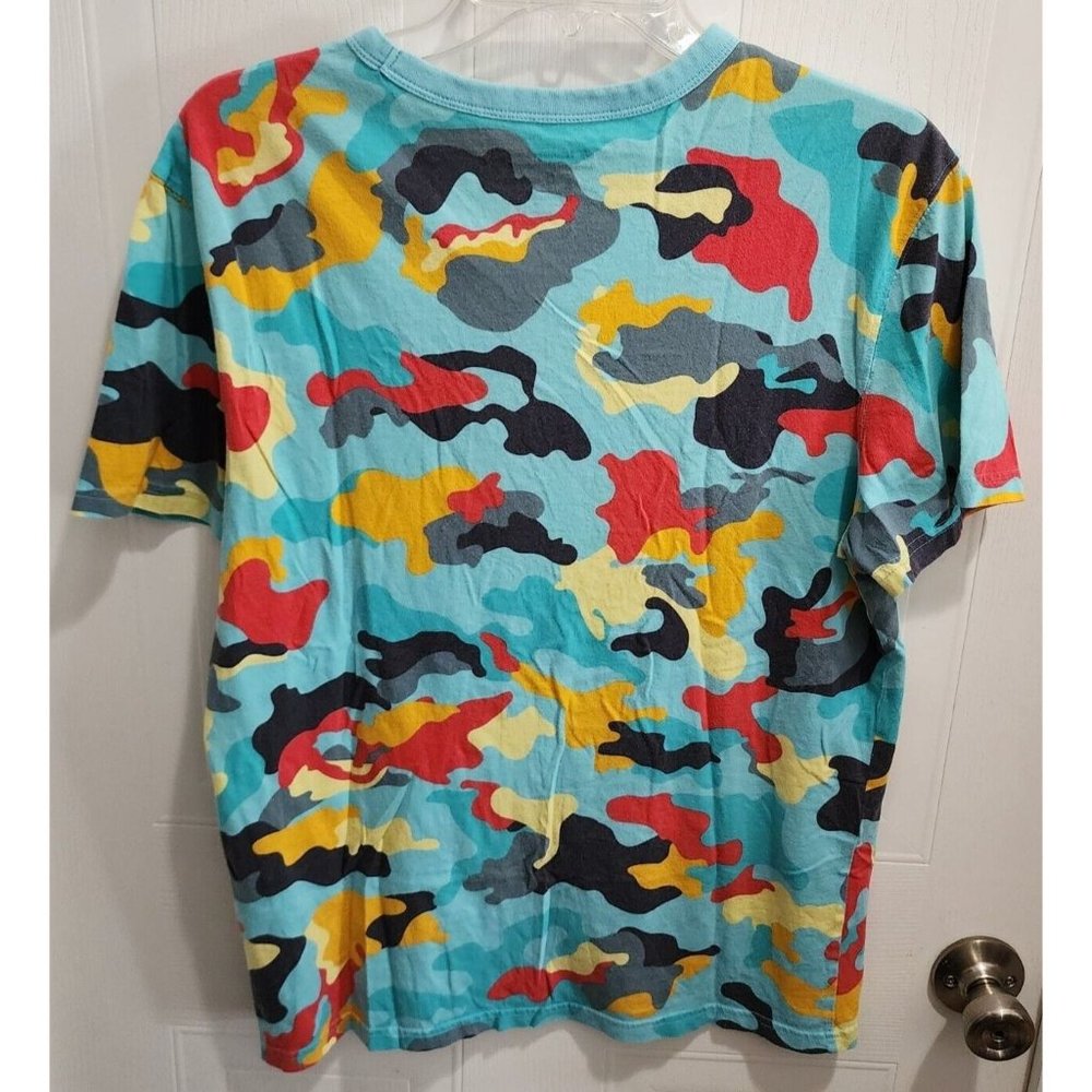 Champion Abstract Blue Camouflage AOP Logo Crewneck Short Sleeve T Shirt Size M - Picture 7 of 10